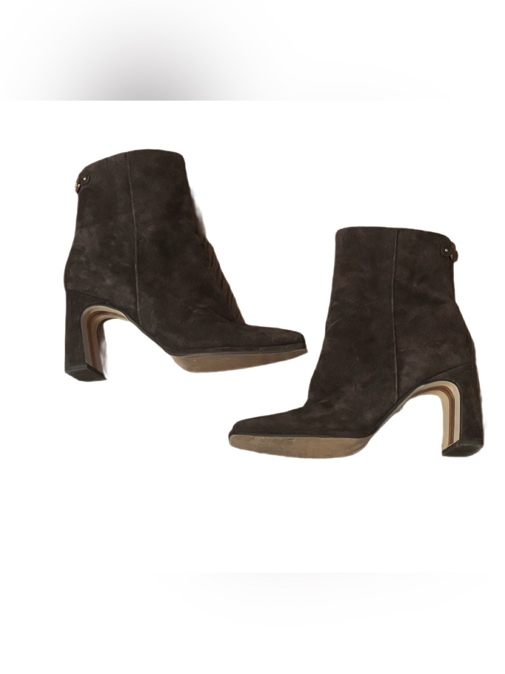 Sam Edelman Irie Square Toe Suede Ankle Booties Brown Leather Women’s Size 8M